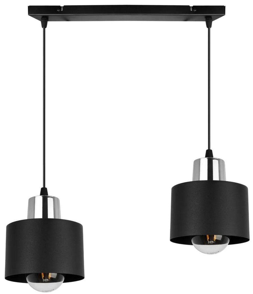 Závesné svietidlo Panta, 2x čierne kovové tienidlo, ch
