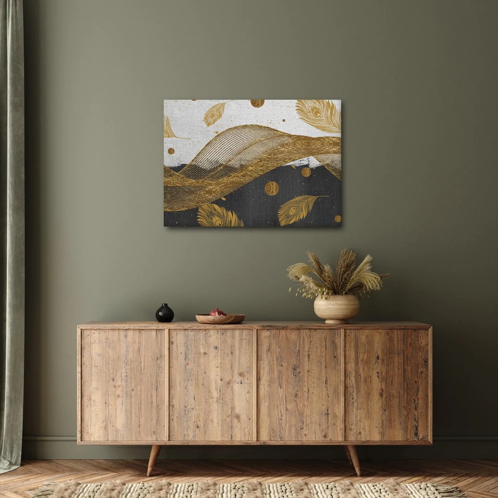 Obraz - Zlaté pierka (70x50 cm)