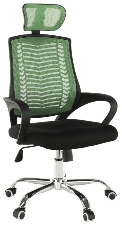 Elegantné kancelárske kreslo v zeleno-čiernom prevedení s opierkou hlavy