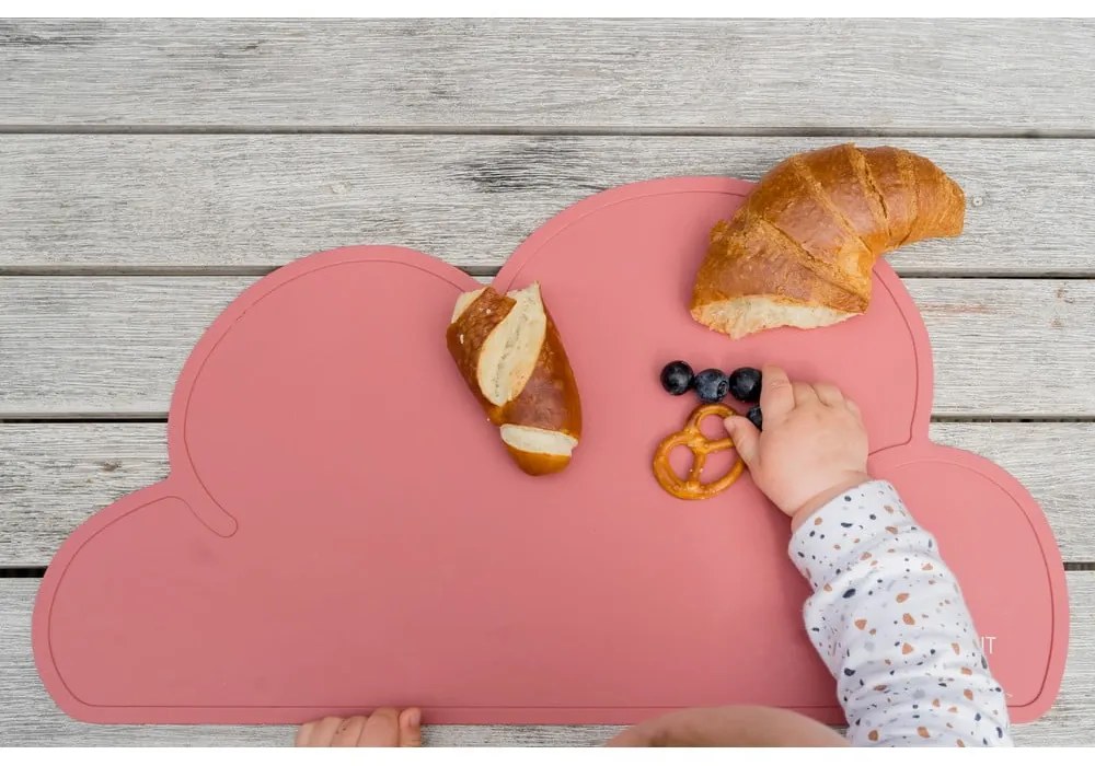 Tmavoružové silikónové prestieranie Kindsgut Cloud, 49 x 27 cm