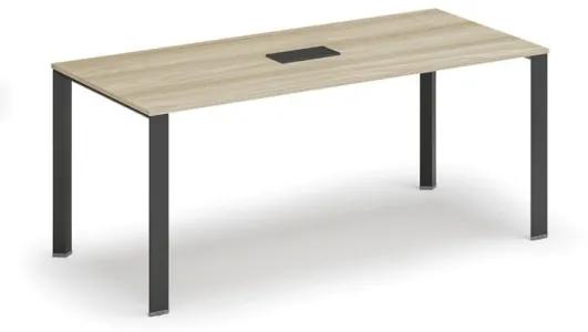 Stôl INFINITY 1800 x 900 x 750, dub prírodný + stolná zásuvka TYP III, čierna