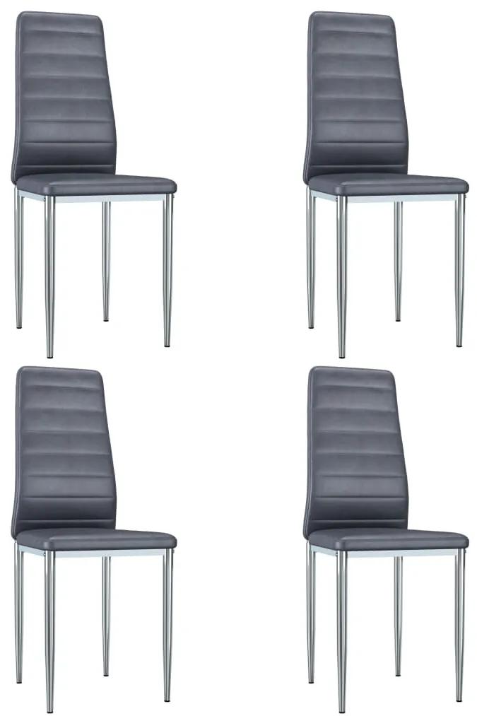 vidaXL Jedálenské stoličky 4 ks sivé umelá semišová koža