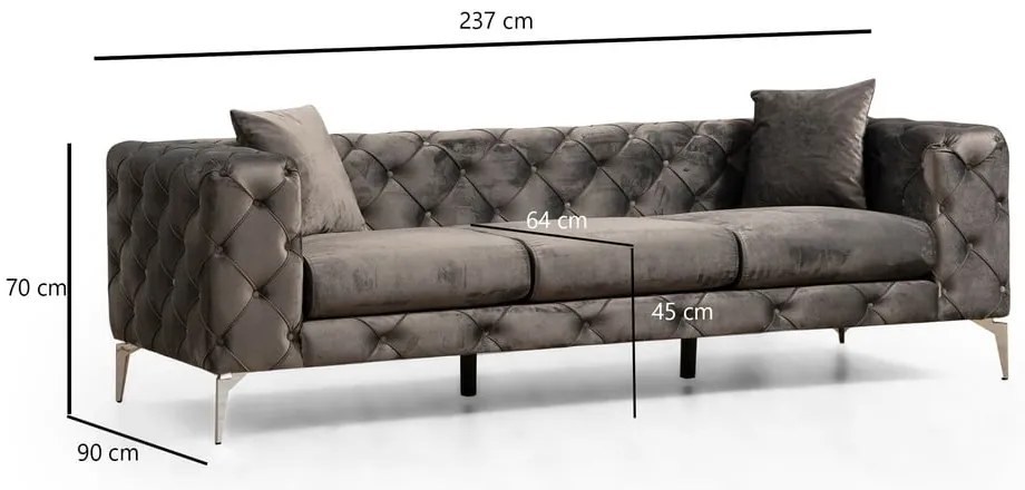 Tmavosivá zamatová pohovka 237 cm Como – Balcab Home