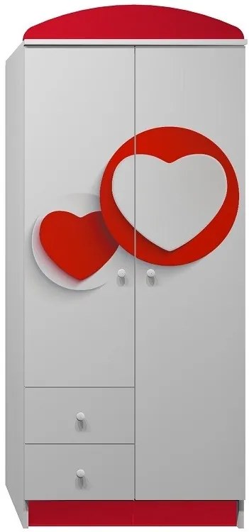 Šatníková skriňa ČERVENÉ SRDCE - TYP E