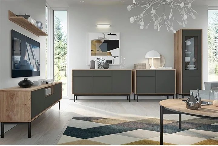 TV stolík Bergen BRTV154 - dub Jackson Hickory / grafit / čierna
