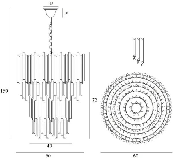 MAXLIGHT P0283 - Luster na reťazi VOGUE 16xE14/40W/230V pr. 60 cm zlatá