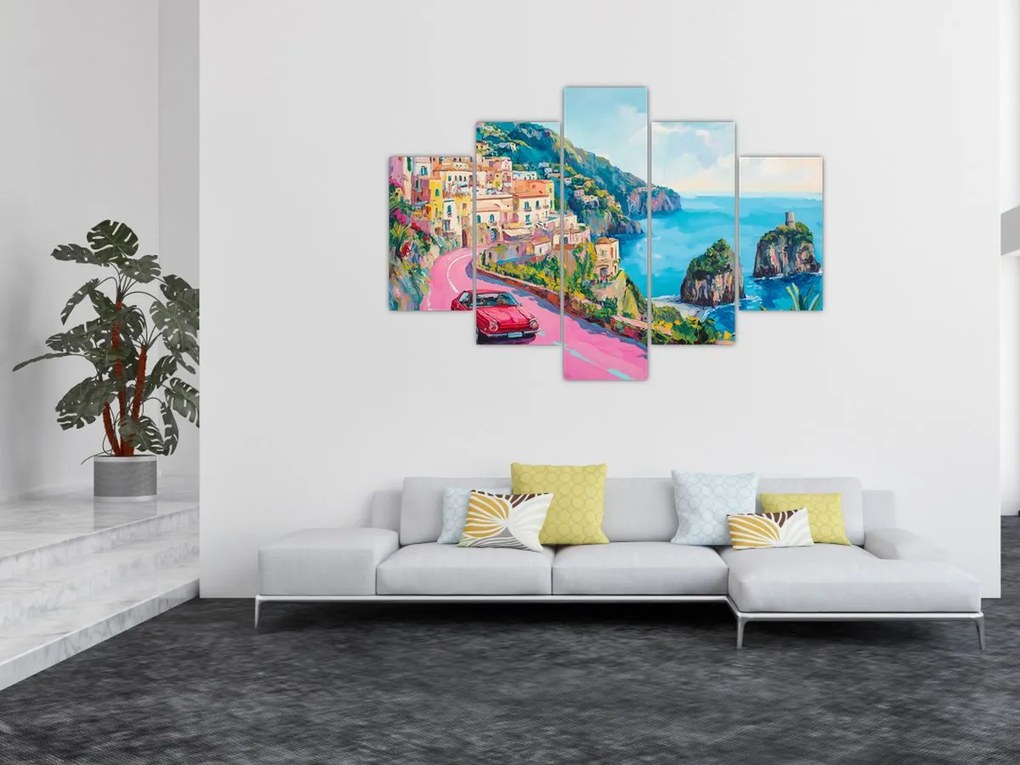 Obraz - Ružová cesta na pobreží (150x105 cm)