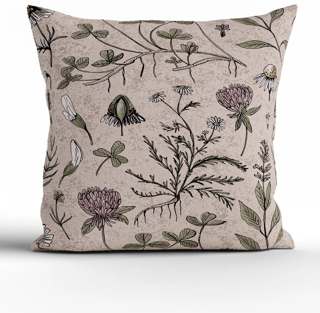 Bavlnená obliečka na vankúš Renforcé 40 × 40 cm - Herbár béžový