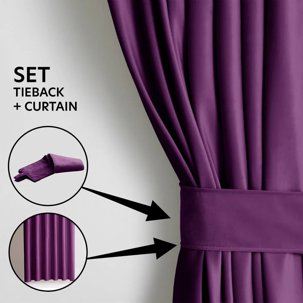 Fialový zamatový dimout záves 140x245 cm Pleat – Restilo
