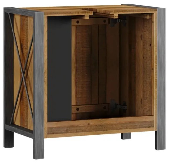 furniture-nabytek.cz - Masívna drezová skrinka Detroit z recyklovanej borovice, lakovaná, hnedá – 60×35×60 cm