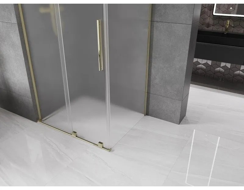 Mexen Velar L, sprchový kút s posuvnými dverami 100 x 80 cm, 8mm sklo námraza, zlatá lesklá, 871-100-080-33-50