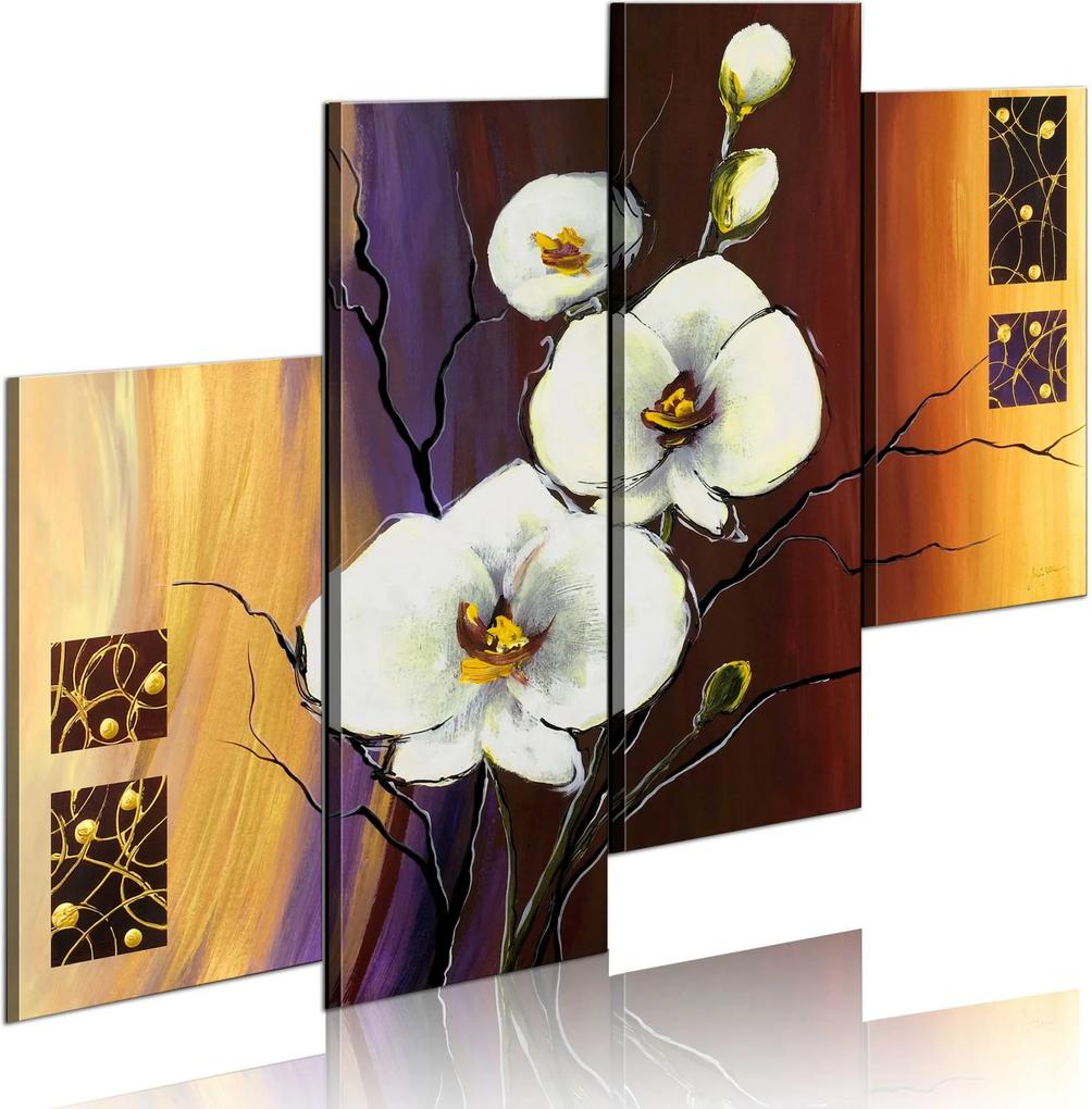 Ručne maľovaný obraz - White orchid 120x100