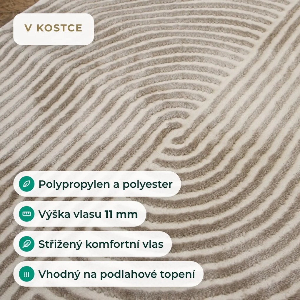Angel Carpet, Kusový koberec Zafiro 19 Gold, 60x110, žltá, kancelária