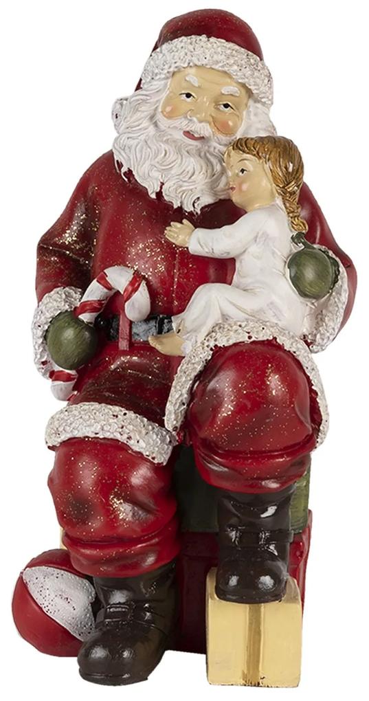 Vianočné dekoratívne soška Santy s dieťaťom - 9 * 9 * 18 cm