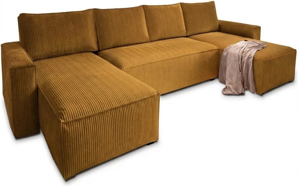 Horčicová sedacia súprava do U SMART COSARO 295x140 cm