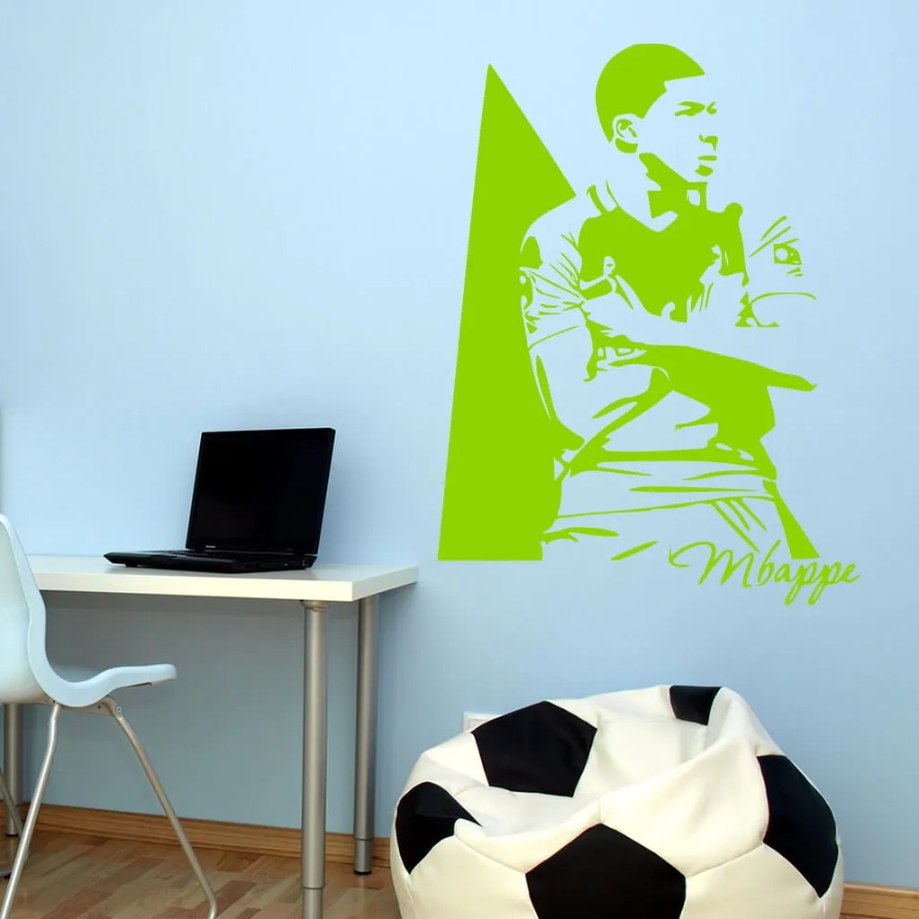 Veselá Stena Samolepka na stenu na stenu Kylian Mbappé Farba: černá