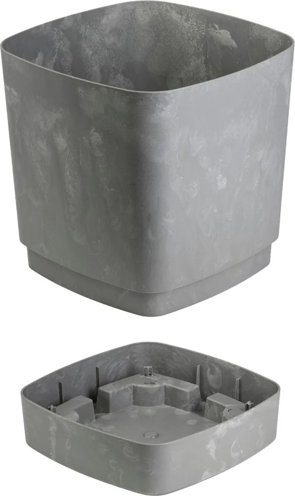 Plastový květináč s podmiskou Cubi 16x16 cm - výber z 6 prevedení