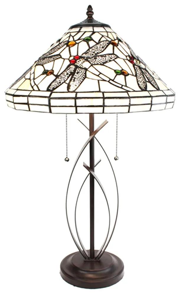 Stolní lampa Tiffany White Dragonfly - 41x69 cm E27/max 2x40W