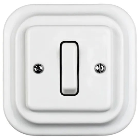Elhard Štvorcový keramický vypínač s kolískou č.1, biely - kompletný KV5301W