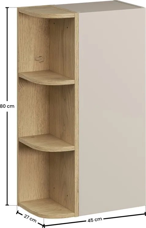 Závěsná horní koupelnová skříňka Dalia Cashmere 45 cm kašmírová/dub cremona