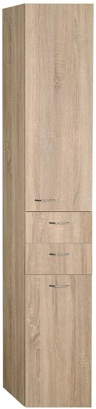 Aqualine Aqualine, ZOJA/KERAMIA FRESH skrinka vysoká s košom 35x184x29cm, ľavá, dub platin, 51232