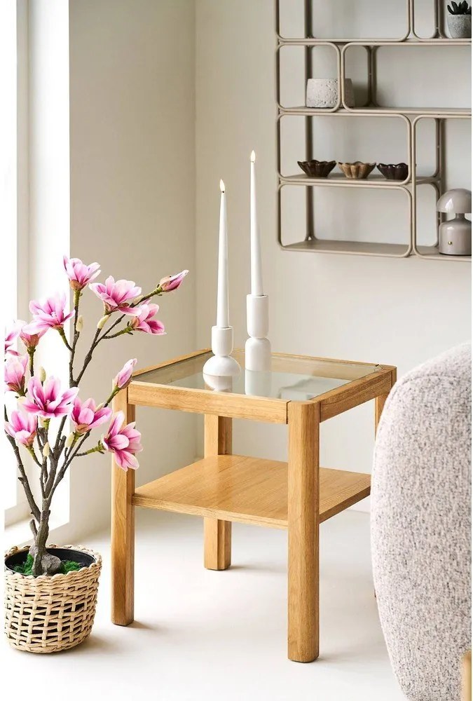 Odkladací stolík so sklenenou doskou 40x40 cm Lourmarin – House Nordic