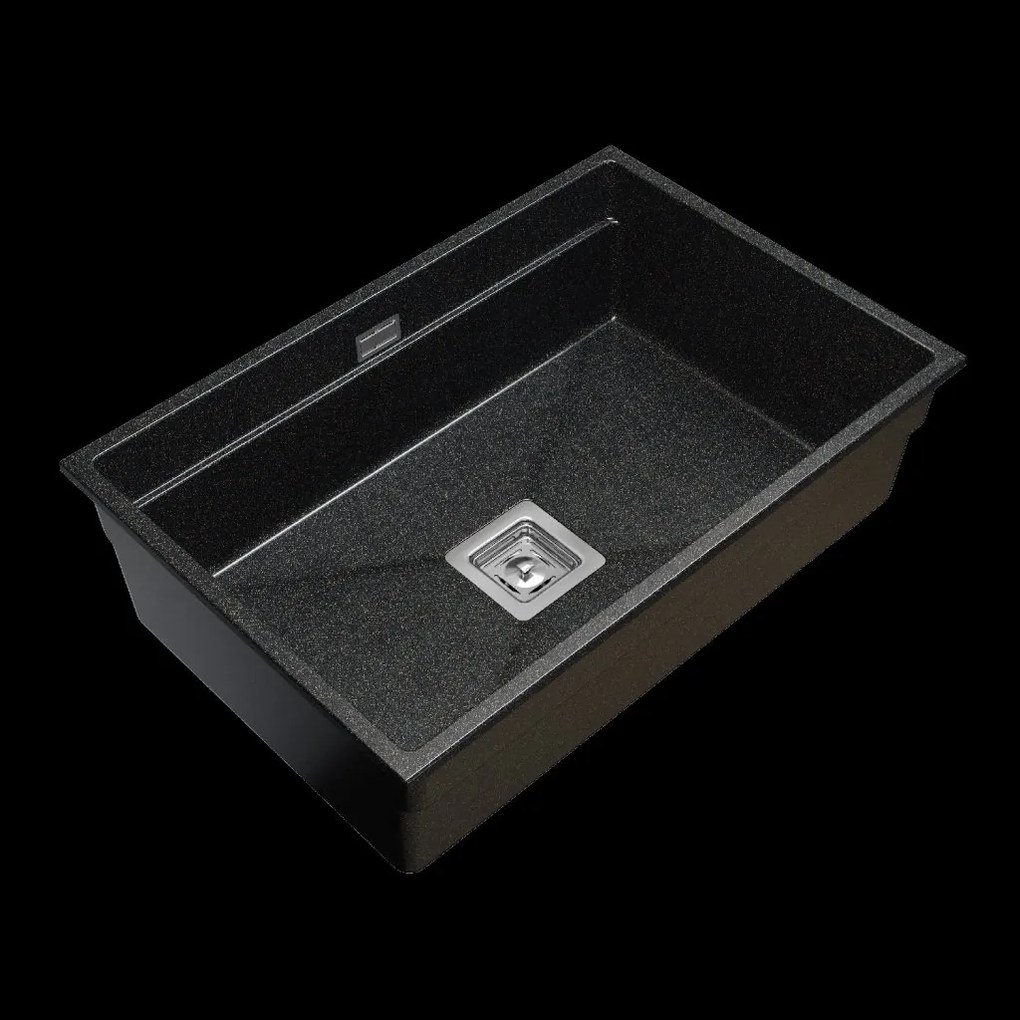 Gamma Decor 7050, 1-komorový granitový drez 700x470x220 mm, čierna so zlatými bodkami, GMA-ZLE000108