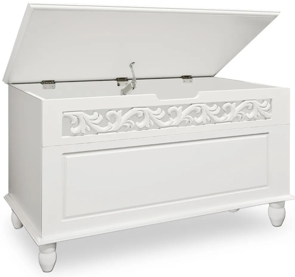 Casaria Drevená truhlica JERSEY, 80x40x48cm, biela