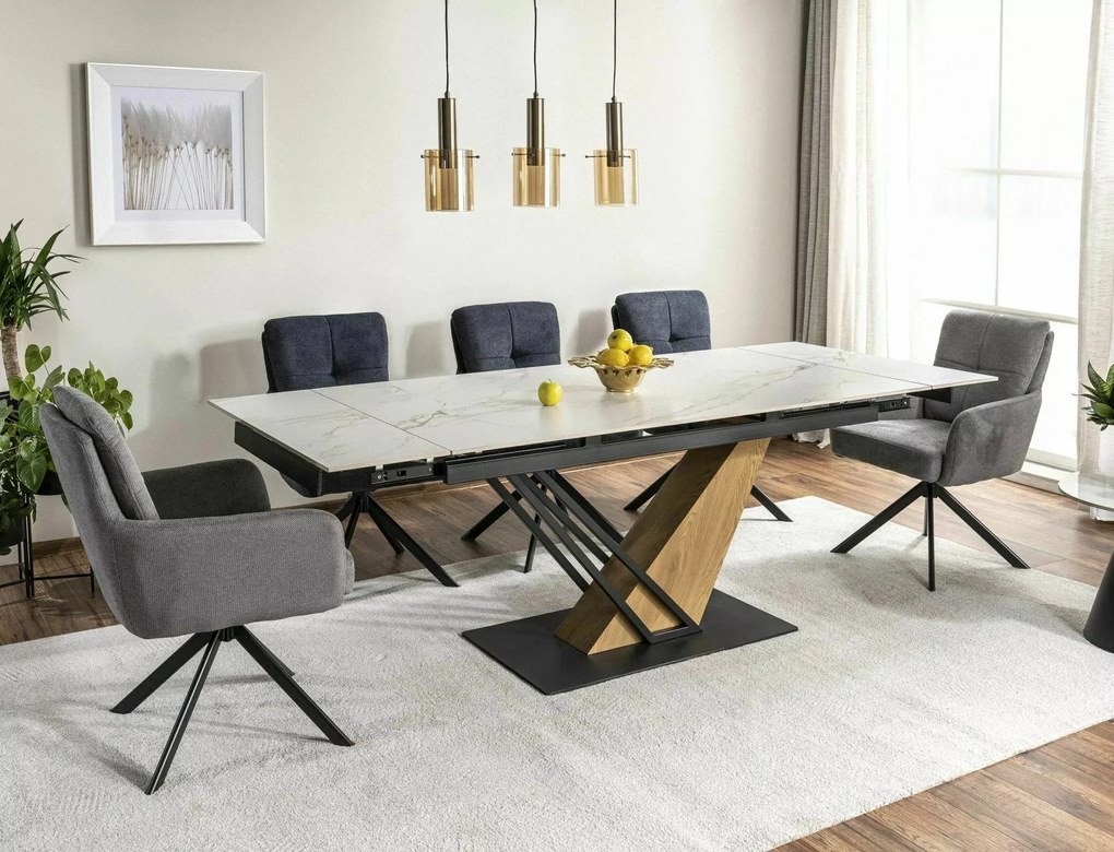 Rozkládací jídelní stůl Genesis 180/240 cm bílý/dub přírodní