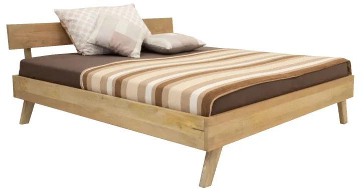 Posteľ 90x200 s čelom z mangového dreva Mango natural