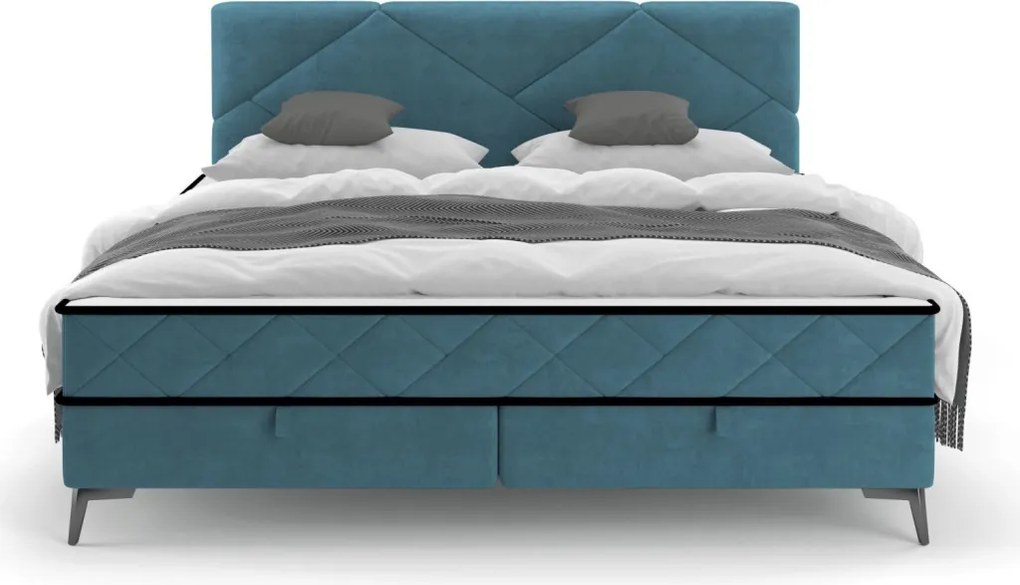 Posteľ Parana 180x200 cm, modrá aqua zamatová látka