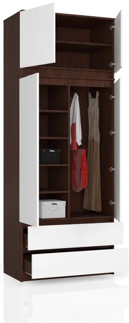 Skriňa s nadstavcom S 90 cm 2D 2SZ CLP wenge / biela