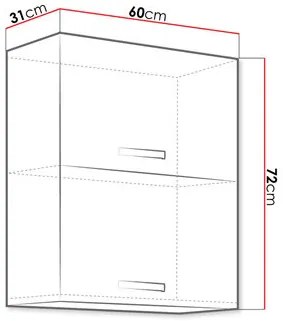 Horná kuchynská skrinka Milo 60 GU-72 (sivá + sivý lesk). Vlastná spoľahlivá doprava až k Vám domov. 1122676