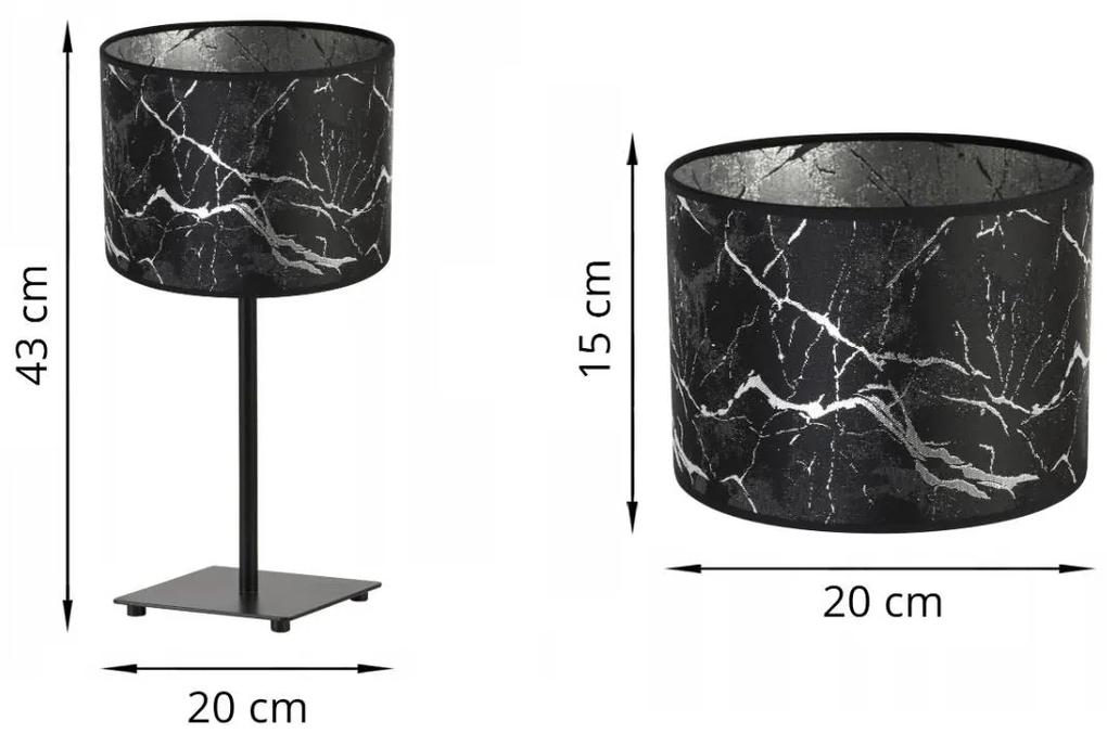 Stolná lampa Werona 3, 1x čierne textilné tienidlo so vzorom, (výber zo 4 farieb konštrukcie), s