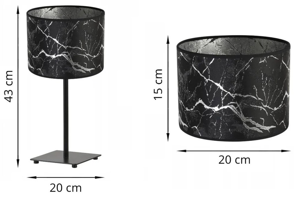 Stolová lampa WERONA 3, 1x čierne textilné tienidlo so vzorom, (výber zo 4 farieb konštrukcie), S