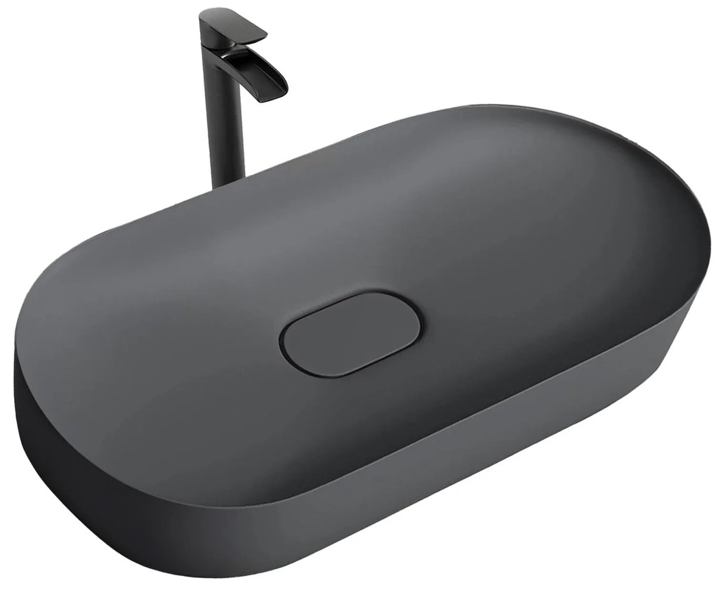 Rea Iris, umývadlo na dosku z konglomerátu 700x355x105 mm, šedá matná, REA-U4306