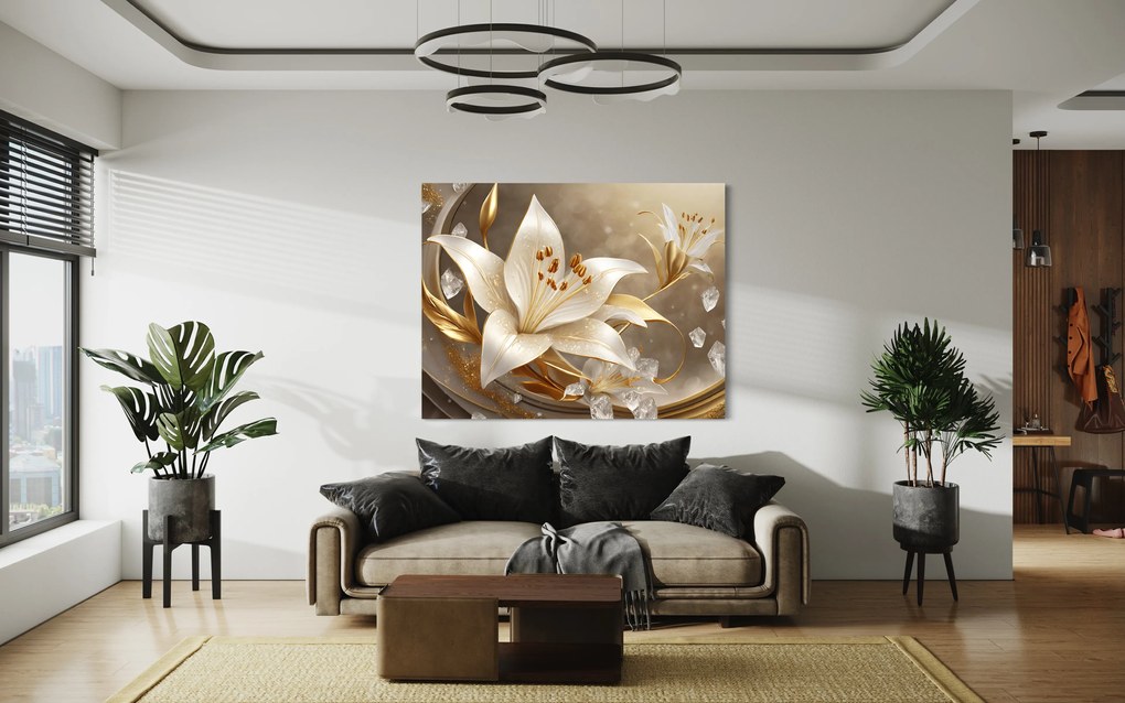 Gario Obraz na plátne Zlatý glamour kvet Rozmery: 100 x 70 cm