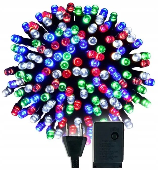 BERGE LED vianočná reťaz - 180LED - 18M - IP20 - 8 funkcií - multicolor
