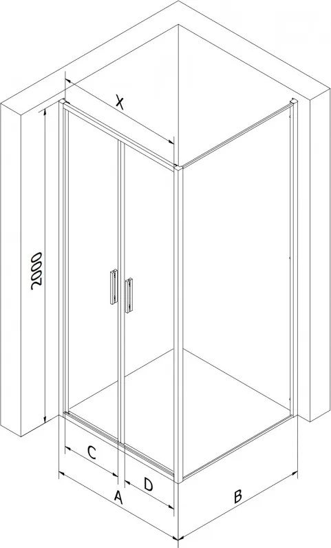 Mexen Exo, sprchovací kút s krídlovými dverami 100 x 80 cm, 6mm číre sklo, chrómový profil, 814-100-080-01-00