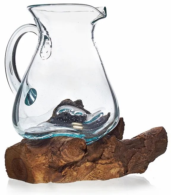 Roztavené sklo na dreve - Karafa