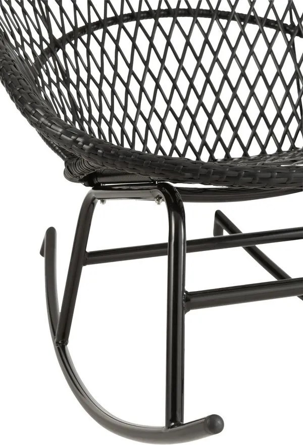 Čierne ratanové záhradné hojdacie kreslo Zayo Black - 118*82*78 cm