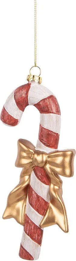 Bielo-červená závesná dekorácia lízatko Candy Cane - 8*3*18 cm