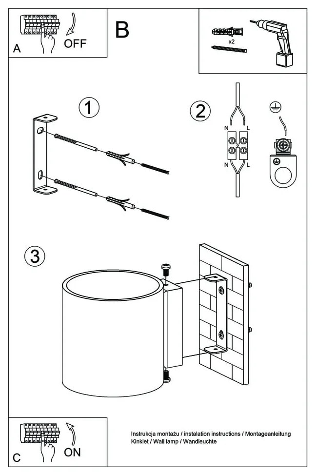 Betónové nástenné svietidlo Sollux Roda