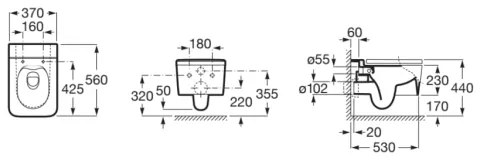Roca A346537000 - Závesné WC INSPIRA keramika/biela