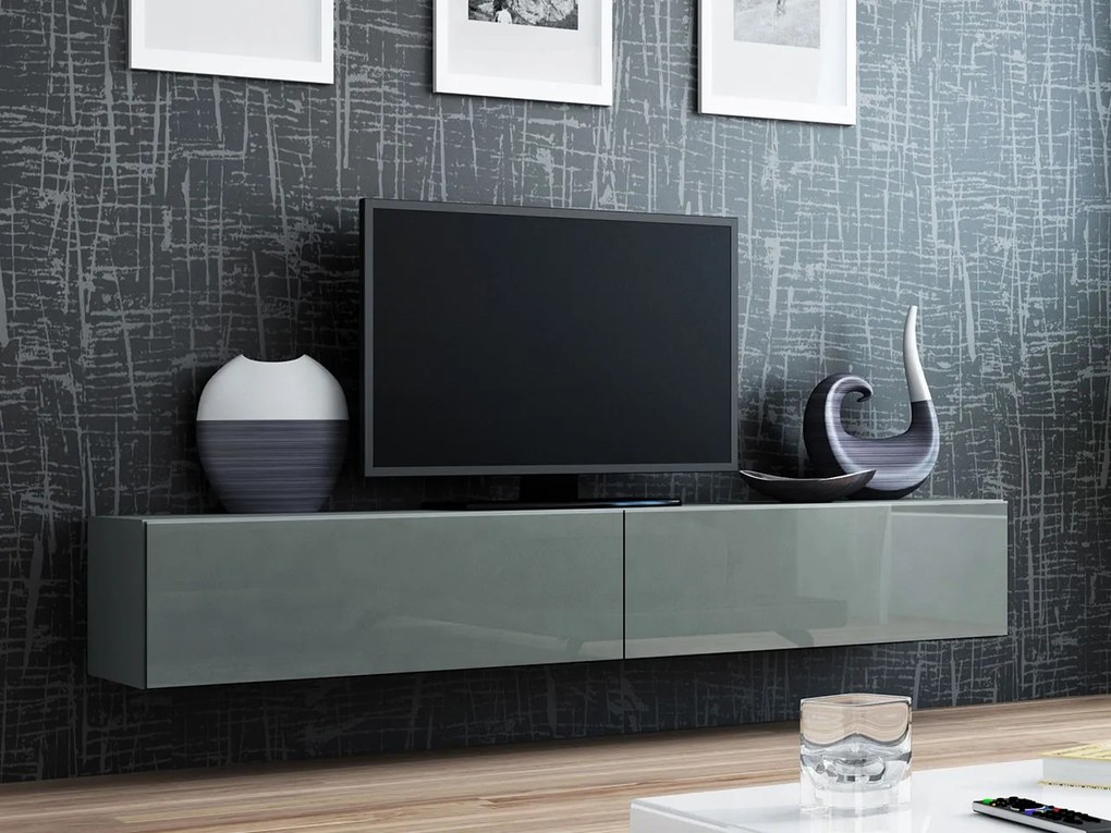 TV stolík/skrinka Zylia 180 (šedý + šedý lesk). Akcia -6%. Vlastná spoľahlivá doprava až k Vám domov. 1053753