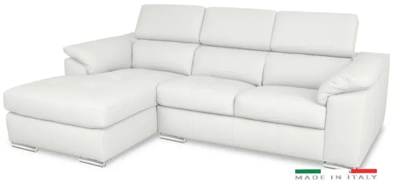 Kožená rohová sedacia súprava LOREN II, Ľavá, biela (madras - 122 white)