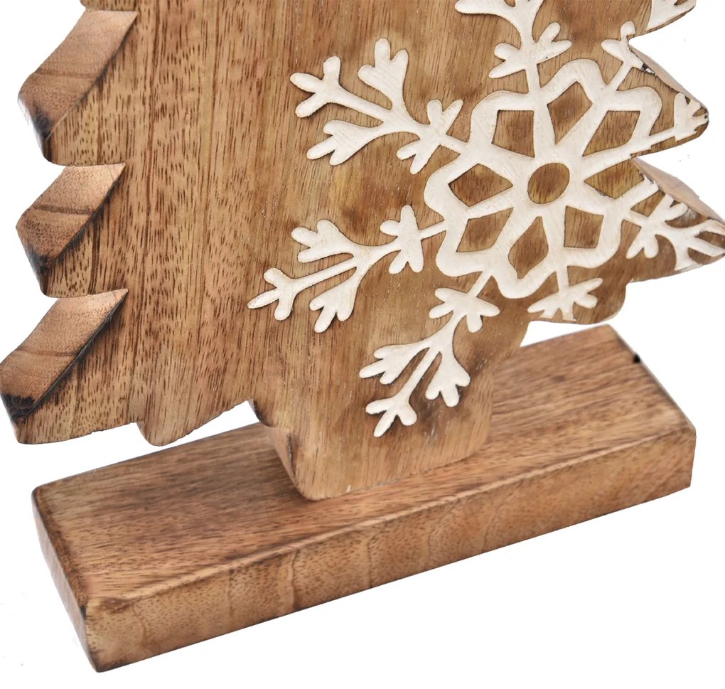 4Home Dekorácia z mangového dreva Snowflake Tree, 33 cm