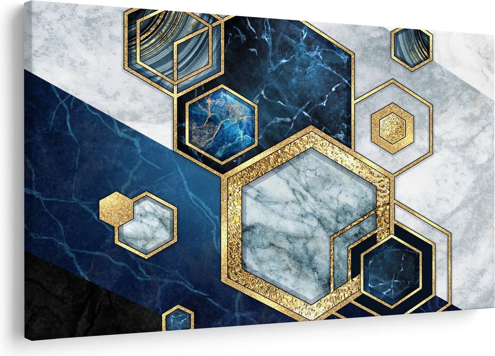 Obraz - Mramorové hexagóny (90x60 cm)
