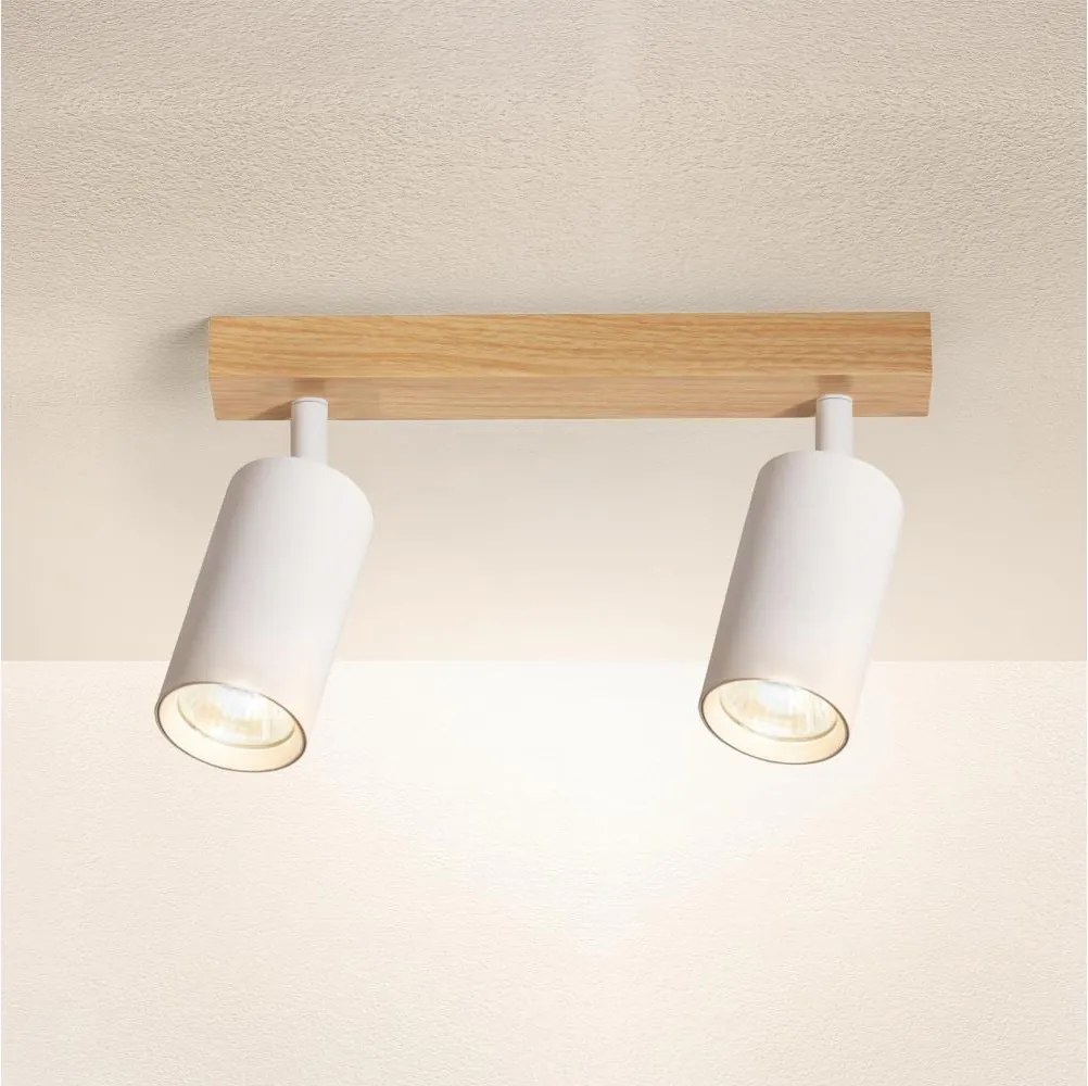 Brilagi - Bodové svietidlo SELE 2xGU10/30W/230V biela/dubový dekor