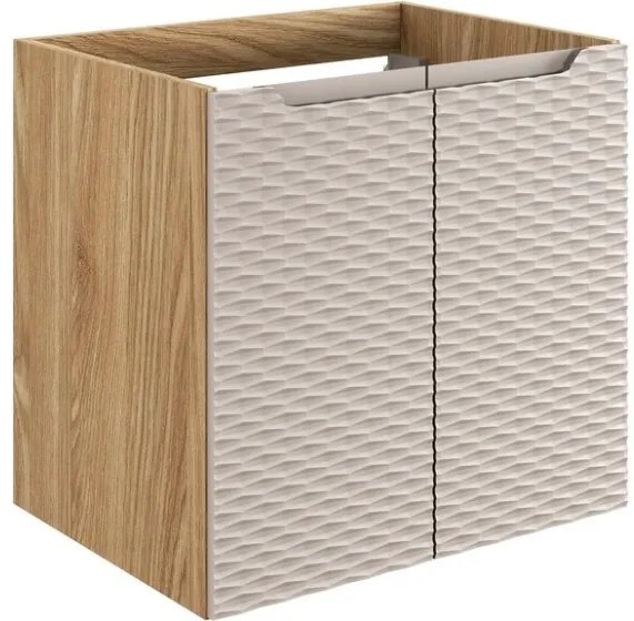 Závesná skrinka pod umývadlo Ocean II s doskou 60 cm béžová/dub olejovaný